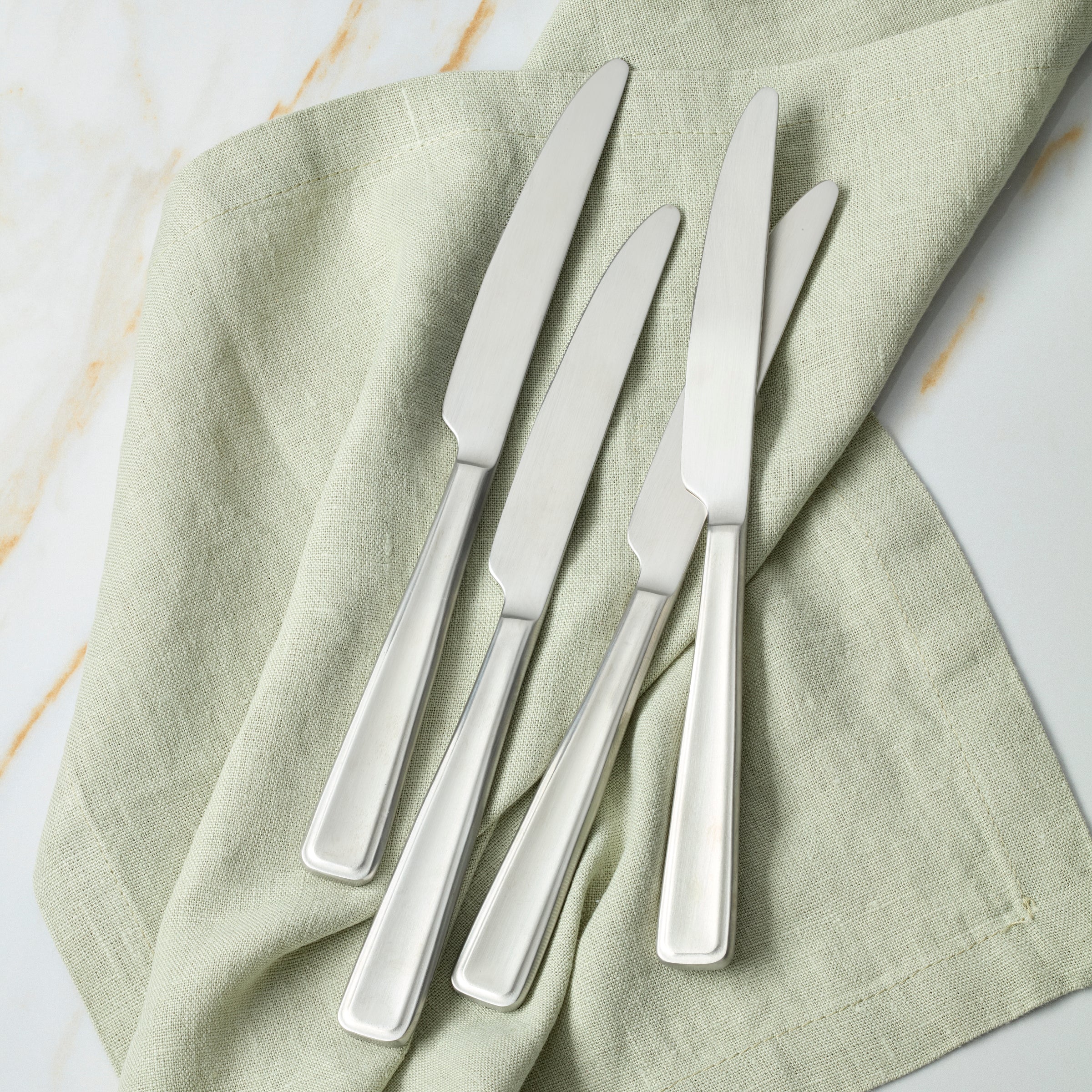 Premium Reid Satin Dinner Knife Set of 4 - Stainless Steel Cutlery for Formal Dining, Wedding Gifts & Elegant Table Settings