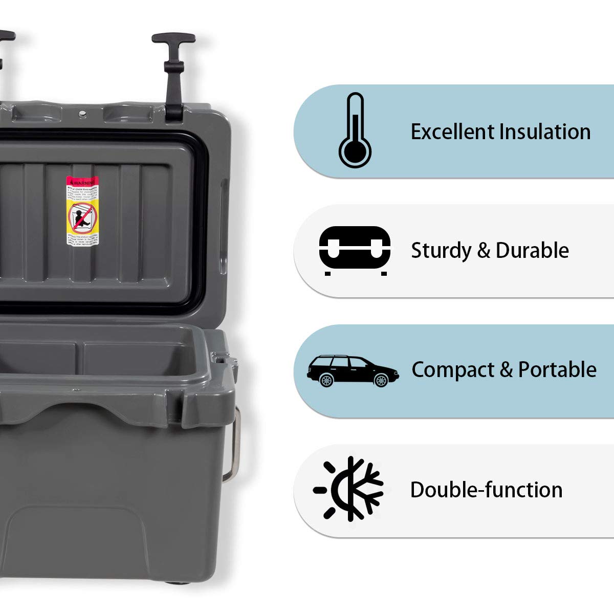 Goplus 16 Quart Cooler - 24-Can Capacity Insulated Ice Chest with 2 Cup Holders, 3-5 Days Ice Retention, Portable Cooler Box for Camping, Fishing, Picnics, Beach Trips & Outdoor Adventures