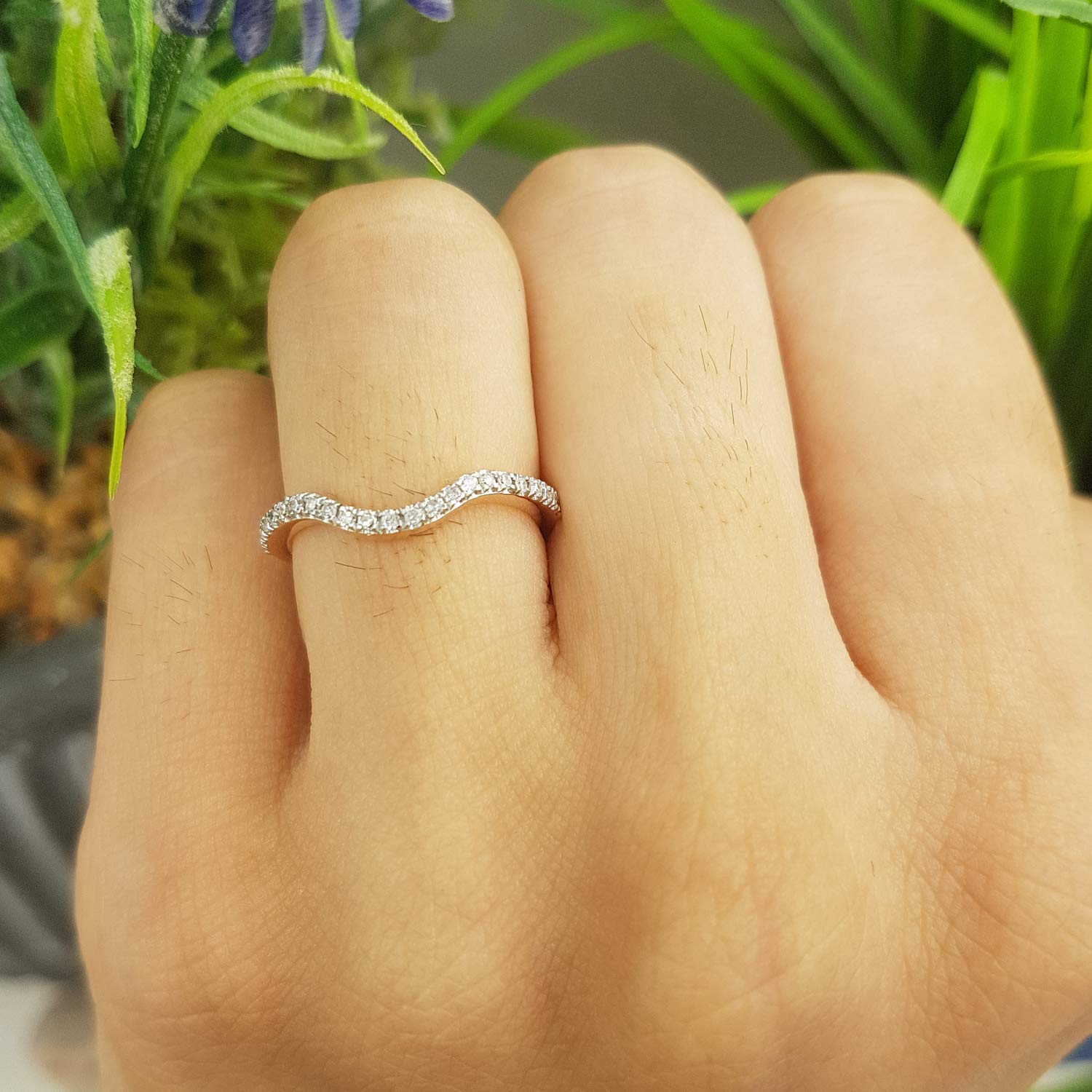 0.15 Carat Round White Diamond Wedding Ring Enhancer Guard Band for Women - Solid Gold Contour Bridal Jewelry - Perfect for Engagement, Anniversary & Special Occasions
