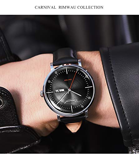 Luxury Men's Automatic Tourbillon Watch - Rose Gold Case, Sapphire Crystal, Black Leather Strap, Skeleton Mechanical Date Analog Watch - Waterproof Dress Watch for Business, Formal Events & Gifting