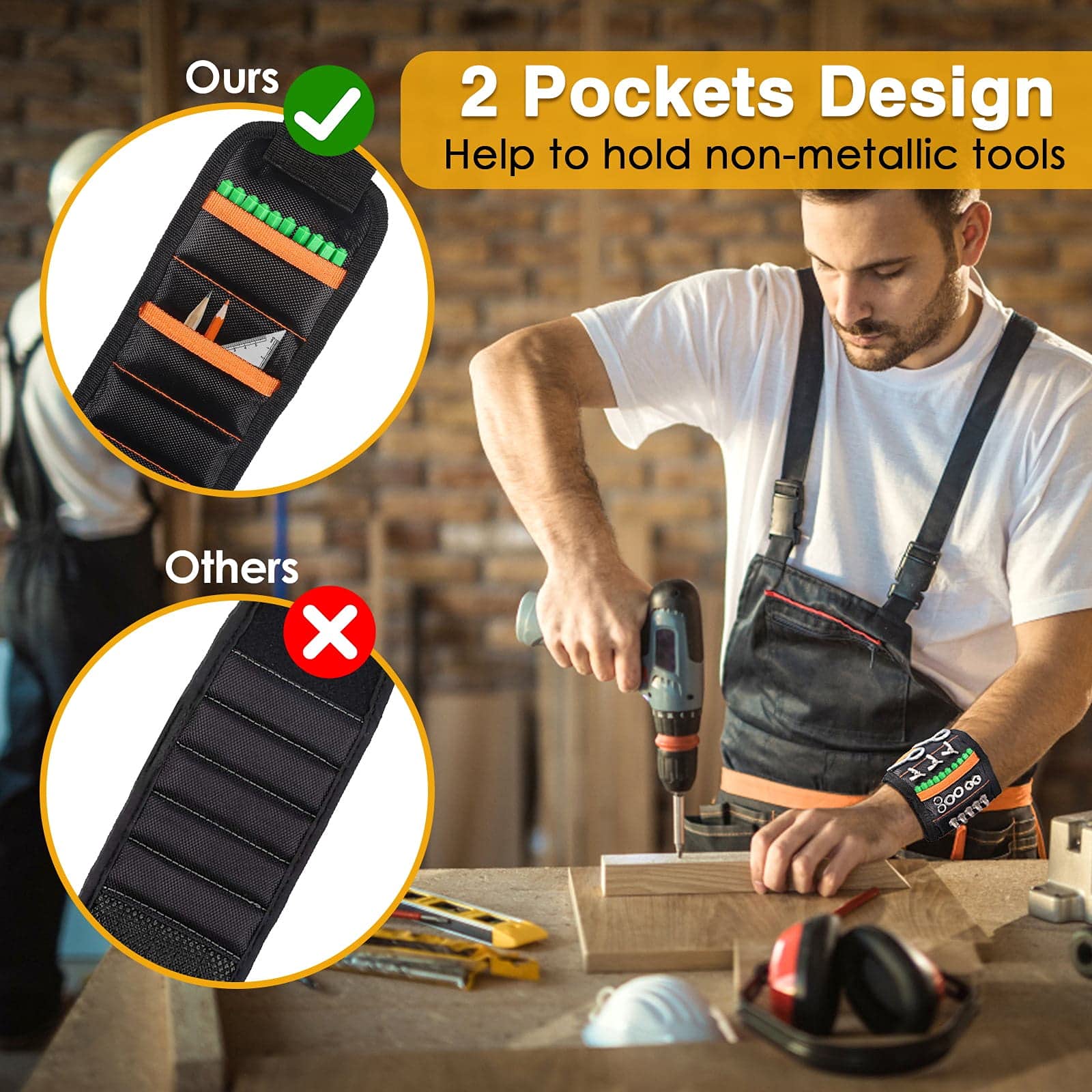 Valentine's Day Gifts for Men - Magnetic Tool Wristband with 15 Strong Magnets for Holding Screws, Nails & Drill Bits - Perfect Gadget for Boyfriend, Husband & Dad - Ideal for DIY Projects, Construction Work & Home Repairs