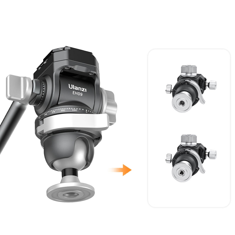 Ulanzi EH09 Inverted Ball Head Tripod Mount - 360° Rotation for DSLR, Mirrorless Cameras - Perfect for Vlogging, Photography & Travel