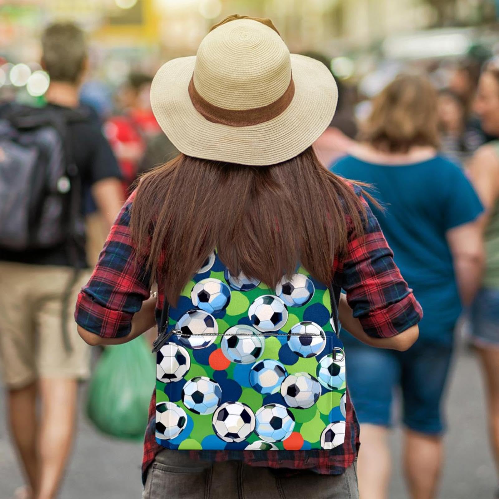 Stylish Travel Backpack for Women & Men - Durable Floral Soccer Ball Design Backpack for Hiking, School & Sports
