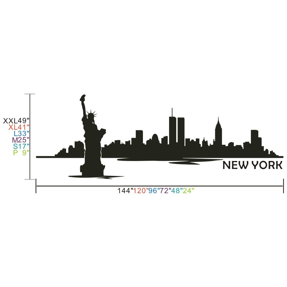 New York Skyline Wall Decal - Black Vinyl Sticker for Living Room Decor