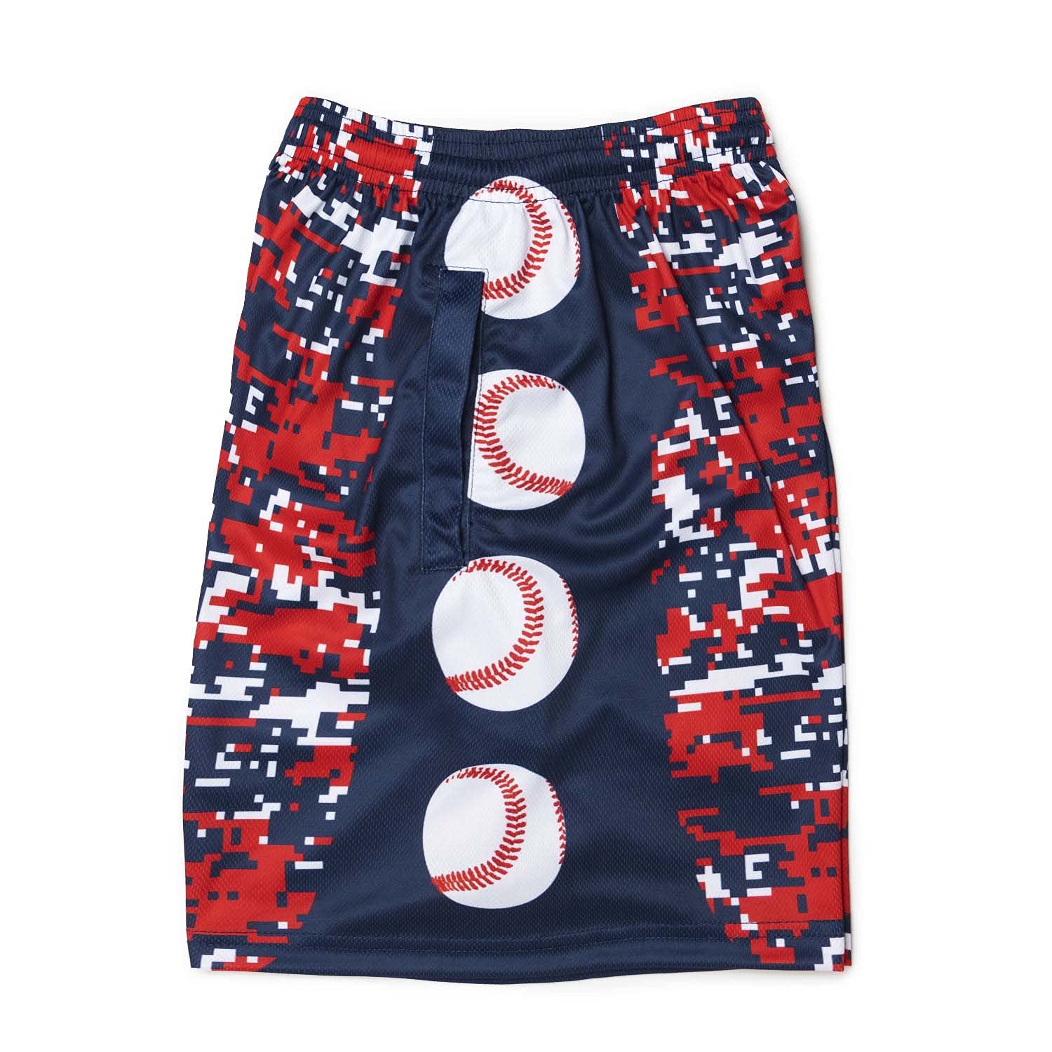 ChalkTalkSPORTS Baseball Performance Shorts - Patriotic Digital Camo Athletic Shorts for Boys & Men - Moisture-Wicking Comfort for Baseball Practice & Games - Youth & Adult Sizes Available