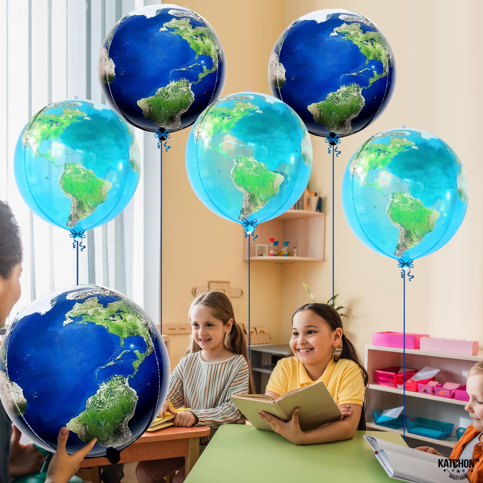 KatchOn 22 Inch Globe Balloons - Pack of 6 | Earth-Themed Party Decorations for Travel, Bon Voyage & Around The World Parties | Perfect for World Map Decor, Graduation Celebrations & Geography-Themed Events