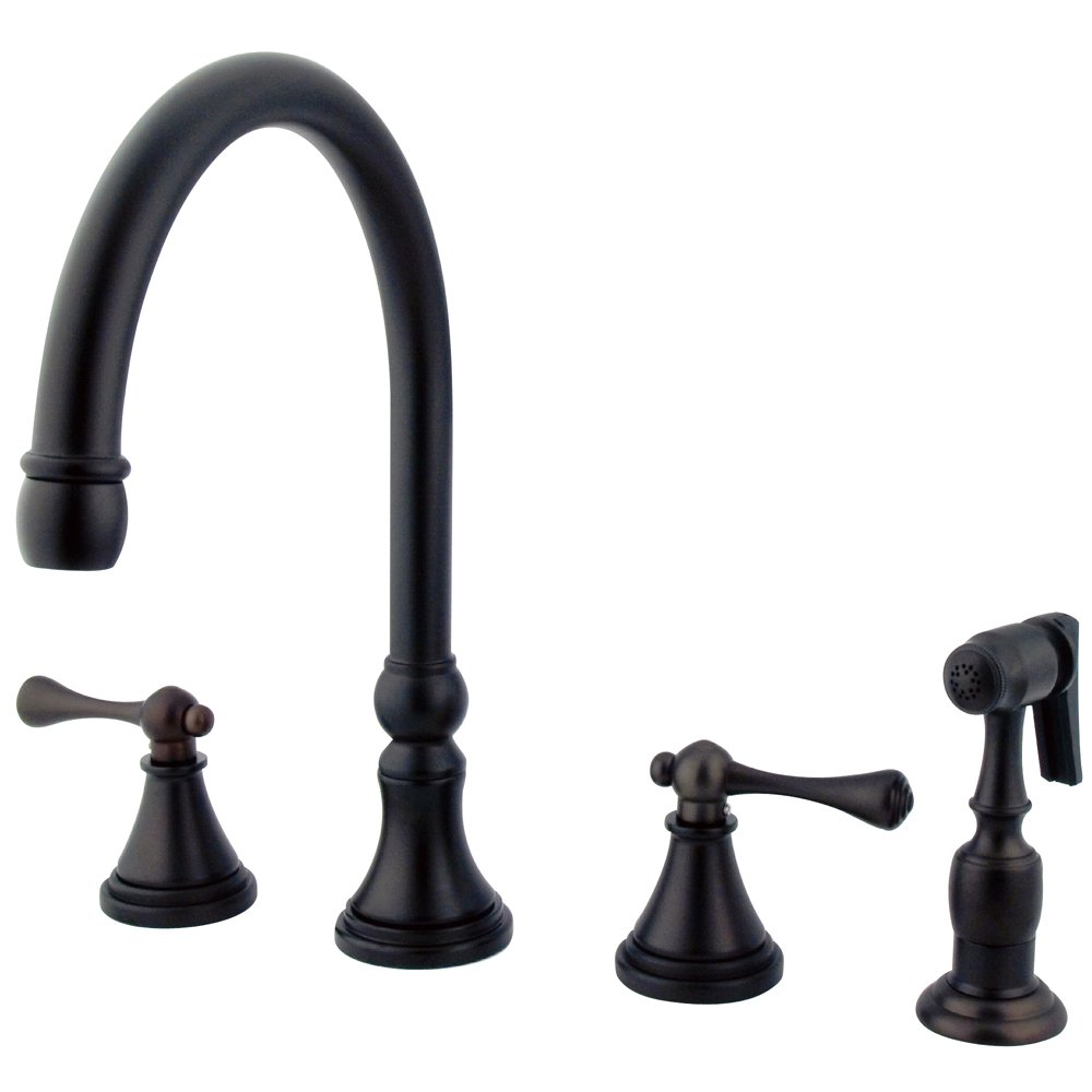 Elements of Design ES2795BLBS Governor 8-16 Inch Widespread Kitchen Faucet with Brass Sprayer - Oil Rubbed Bronze Finish - Perfect for Modern Farmhouse & Industrial Style Kitchens