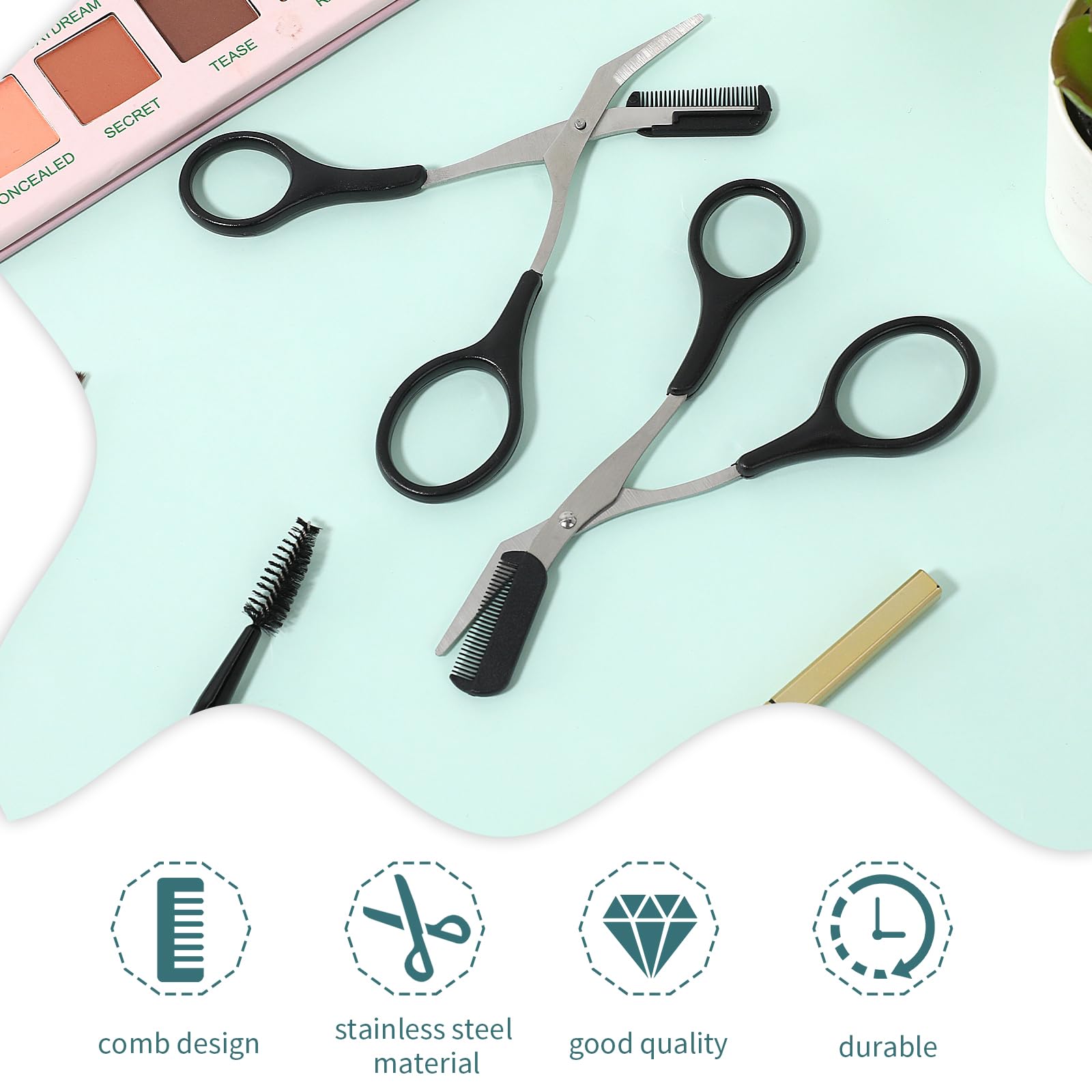 Professional Eyebrow Scissors with Comb - Ultra Sharp Precision Trimmer for Perfect Eyebrow Shaping | Non-Slip Finger Grips for Safe & Easy Grooming | Ideal for Men & Women at Home or Salon Use