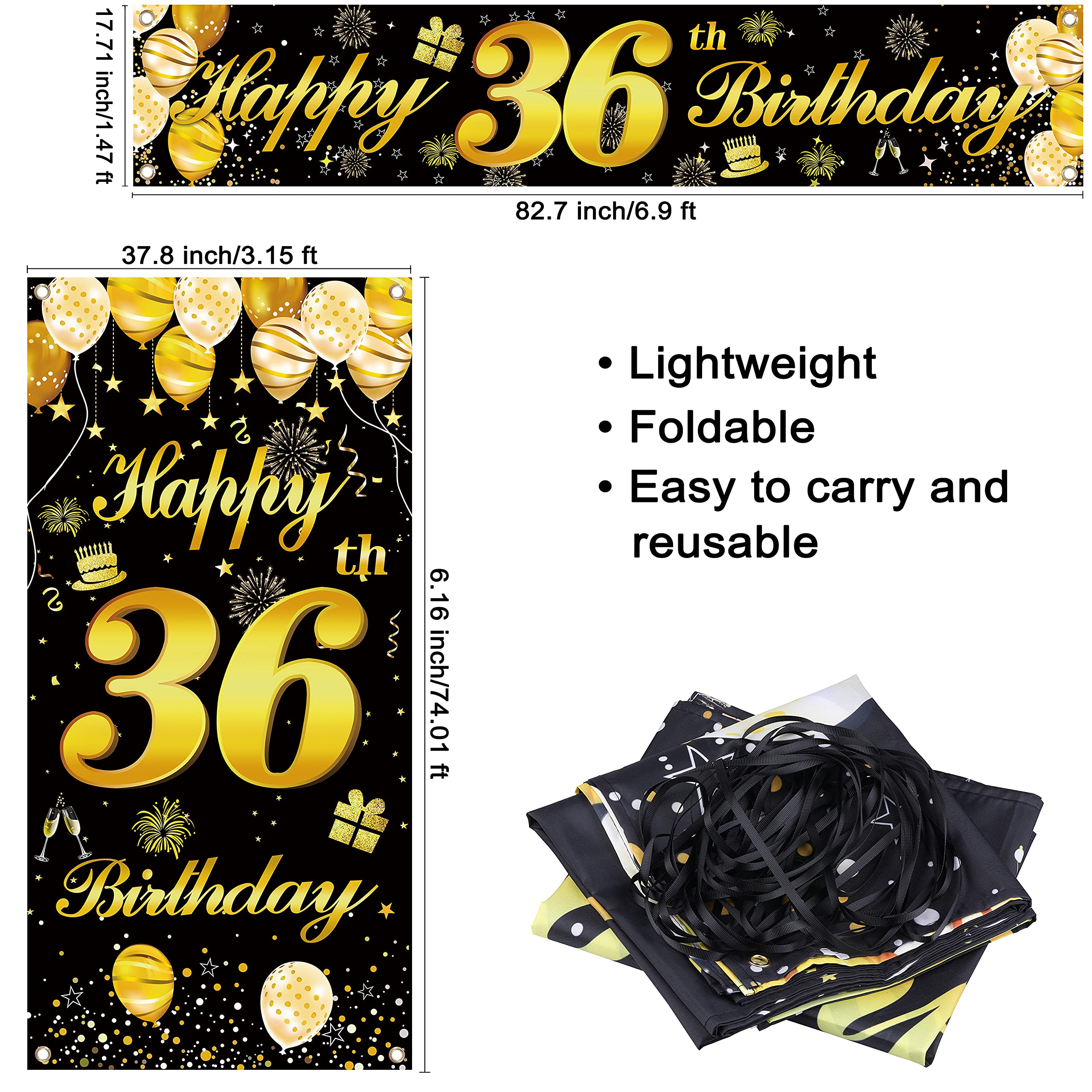 36th Happy Birthday Door Banner - Party Decorations for Men's Birthday Celebration - Backdrop for Birthday Party - Perfect for Home, Office & Surprise Party Decor