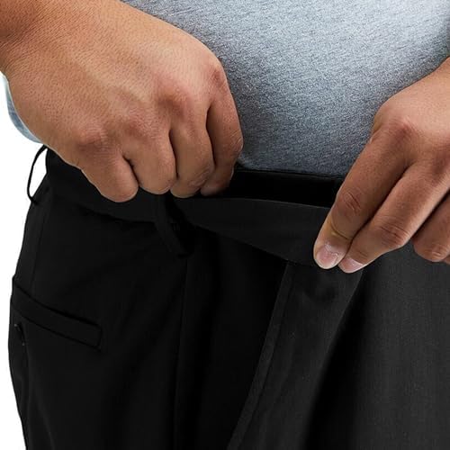 Men's Slim Fit Dress Pants with Expandable Waist - No Iron Flat Front Suit Pants for Office, Business & Formal Occasions