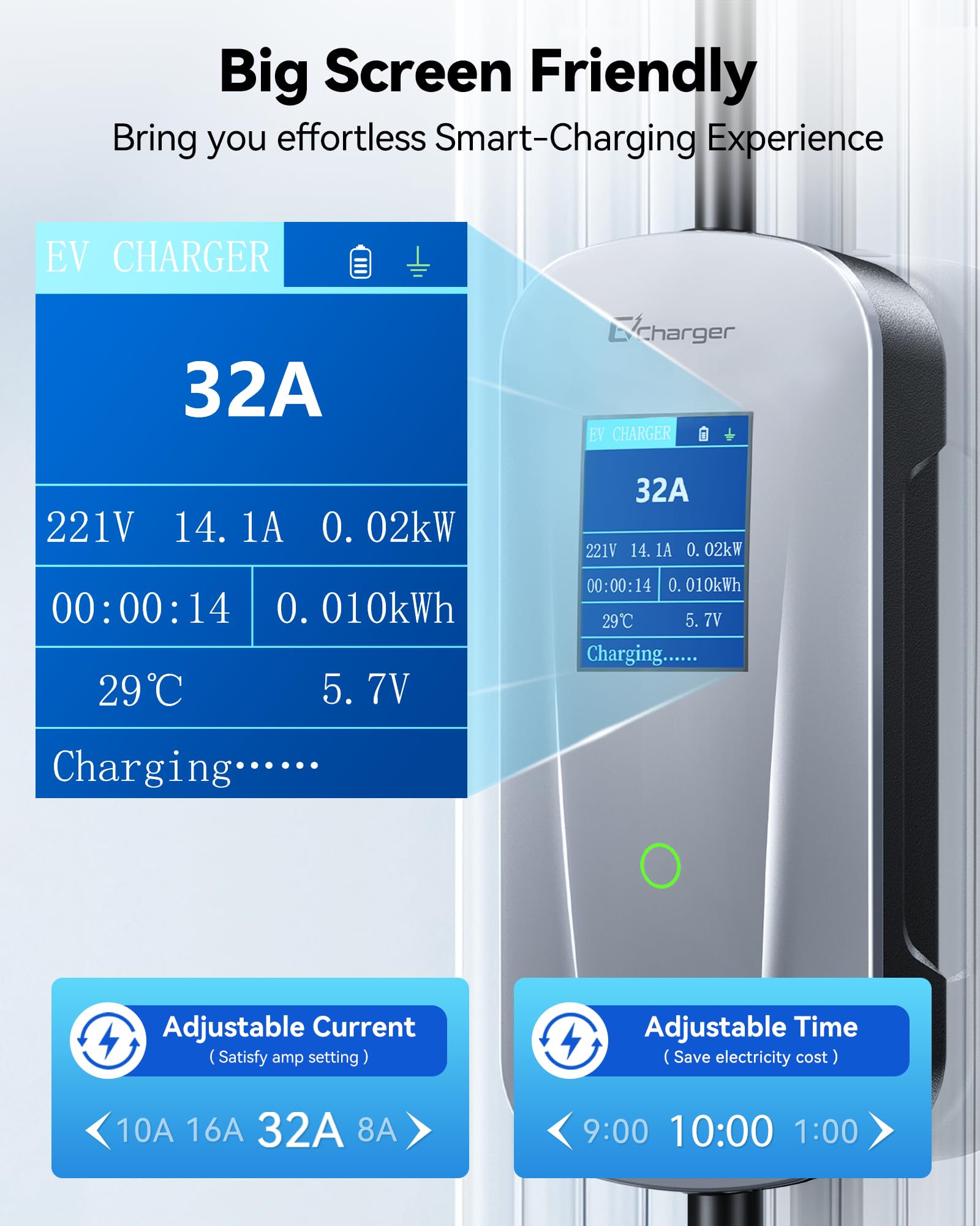 2025 Level 2 EV Charger (32Amp, 240V, NEMA 14-50P) - Portable Fast Charging Station with 25ft Cable & Holder | Smart Scheduled Charging | Compatible with All J1772 EVs & Hybrid Cars | Perfect for Home, Garage & Road Trips | Fast Charging Solution for Tesla, Nissan Leaf, Chevy Bolt & More