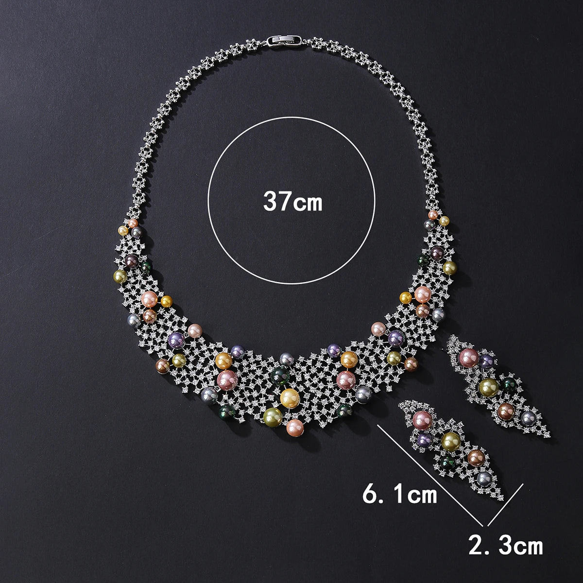 Elegant Bridal Jewelry Set - Pearl & Cubic Zirconia Necklace and Earrings Set for Women | Wedding, Party, Prom, Anniversary Gift | CN11546