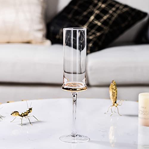 Premium Glass Wine Goblet & Champagne Flutes Set - Elegant Wedding & Party Drinkware - Clear Transparent Cups for Home & Celebrations - Perfect for Toasting, Dining & Special Occasions