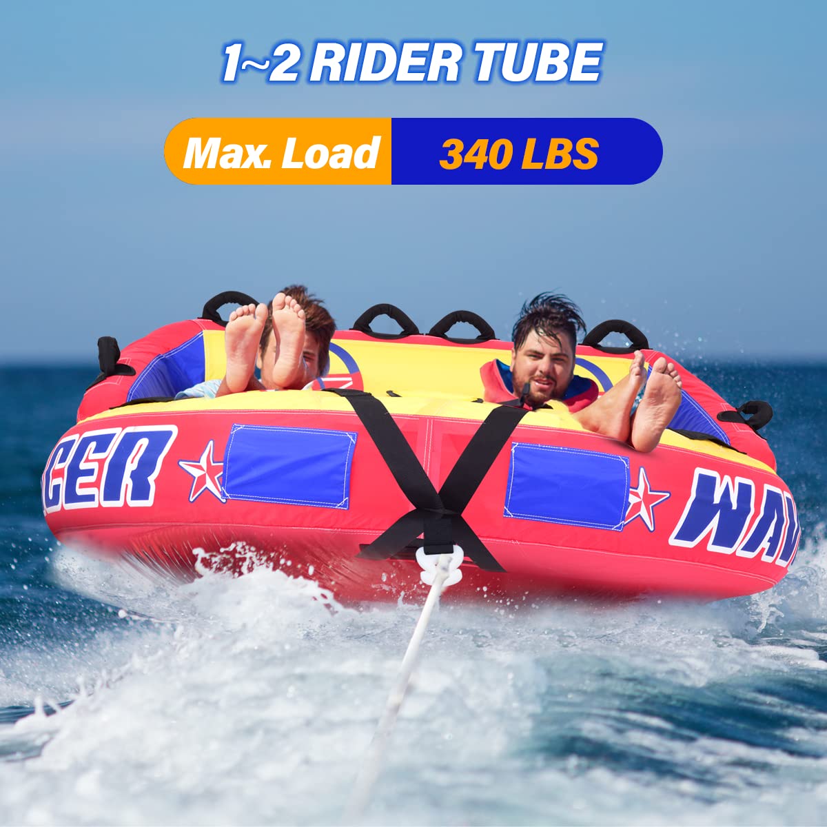 Best Inflatable Towable Tubes for Boating & Water Sports - Heavy Duty Boat Tube with Full Nylon Cover - Perfect for Lake, River & Ocean Tubing Fun with Friends & Family