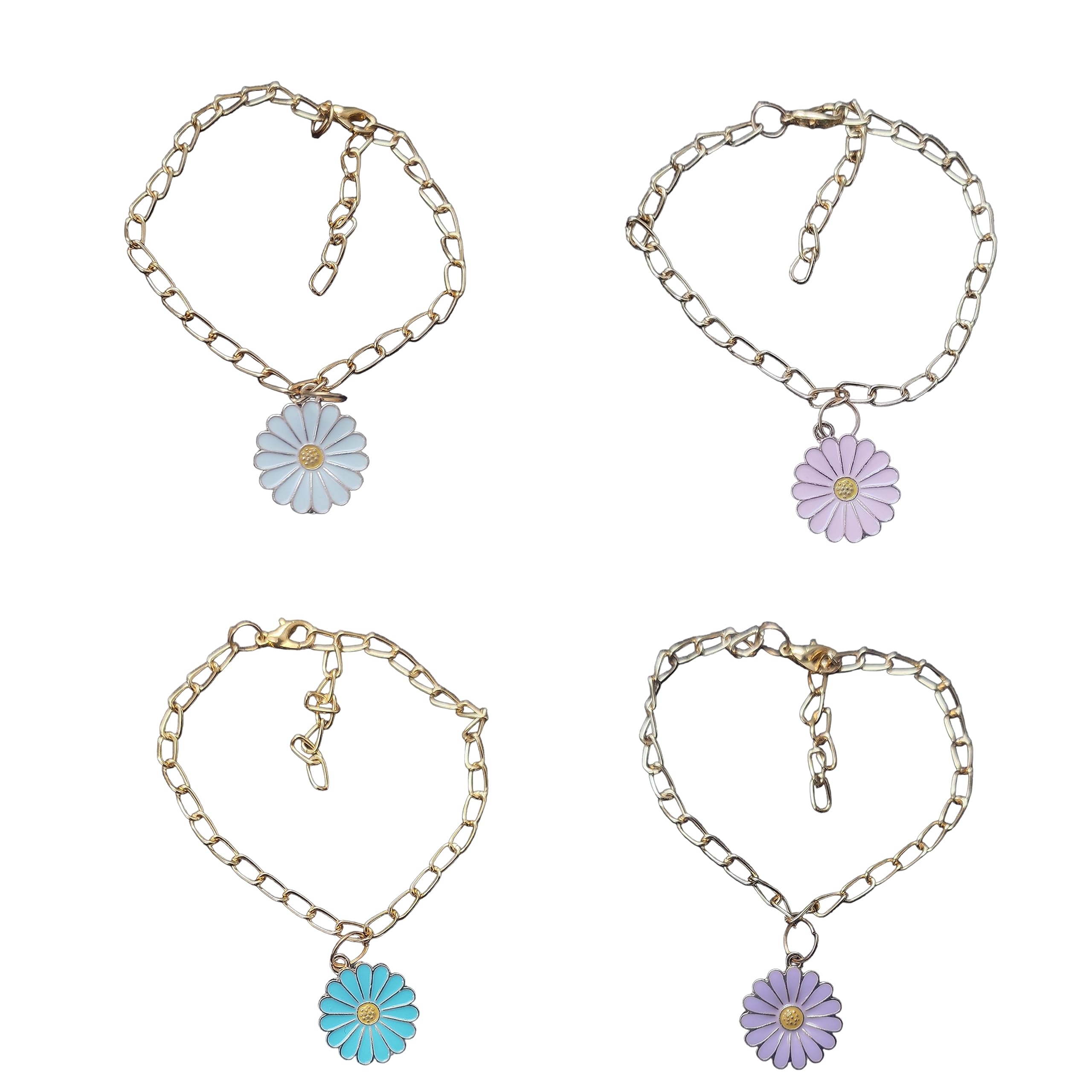 Sirani 4-Pack Beautiful Daisy Hair Clips (White, Pink, Purple, Sky Blue) - Women & Girls Fashion Hair Accessories for Parties, Weddings, Daily Wear