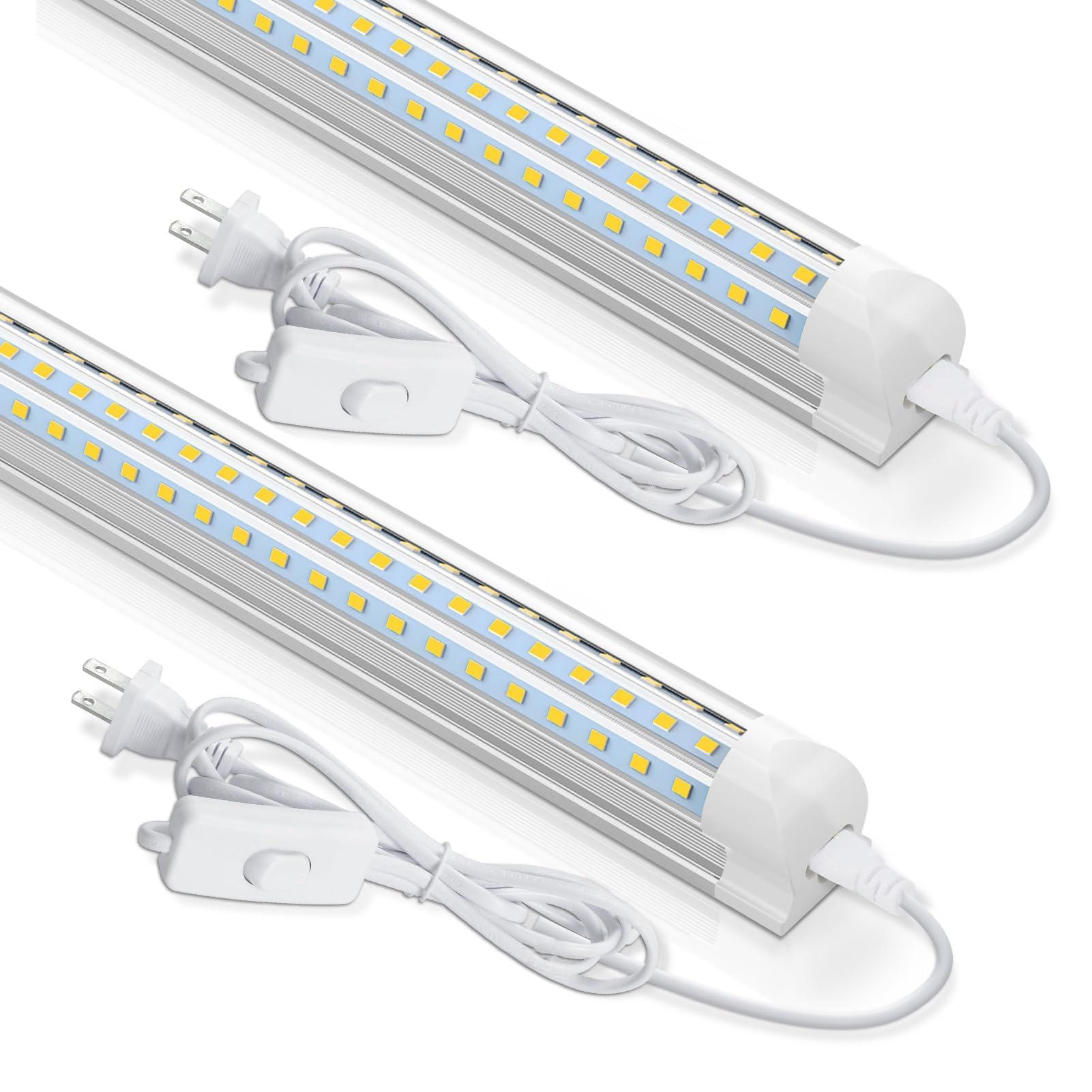 CNSUNWAY 2FT LED Shop Light, 24W 5000K Daylight White T8 LED Light Fixture, 3100LM Super Bright, D-Shaped Linkable LED Tube Lights for Garage, Workshop, Basement, Office - Plug & Play, Energy Saving, 2 Pack - Perfect for Task Lighting, Workbench Illumination & Home Improvement Projects