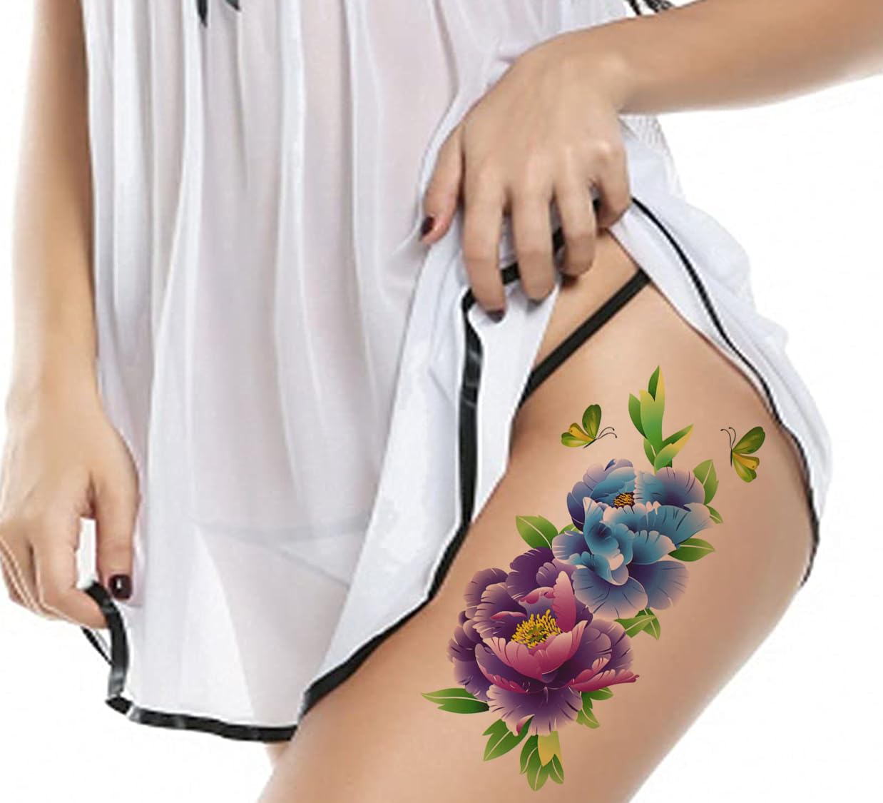3D Temporary Tattoo Stickers for Men & Women - Waterproof Fake Tattoos with Flowers, Butterflies, Stars & Angel Designs - Dark Desire & Honeymoon Collection - Realistic Body Art (19x9cm) - Perfect for Parties, Halloween, Cosplay & Festival Body Decorations