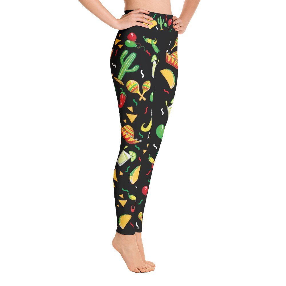 Best Cinco De Mayo Yoga Pants for Women - High Waist Fiesta Print Leggings | Made in USA | Perfect for Yoga, Gym & Festive Workouts