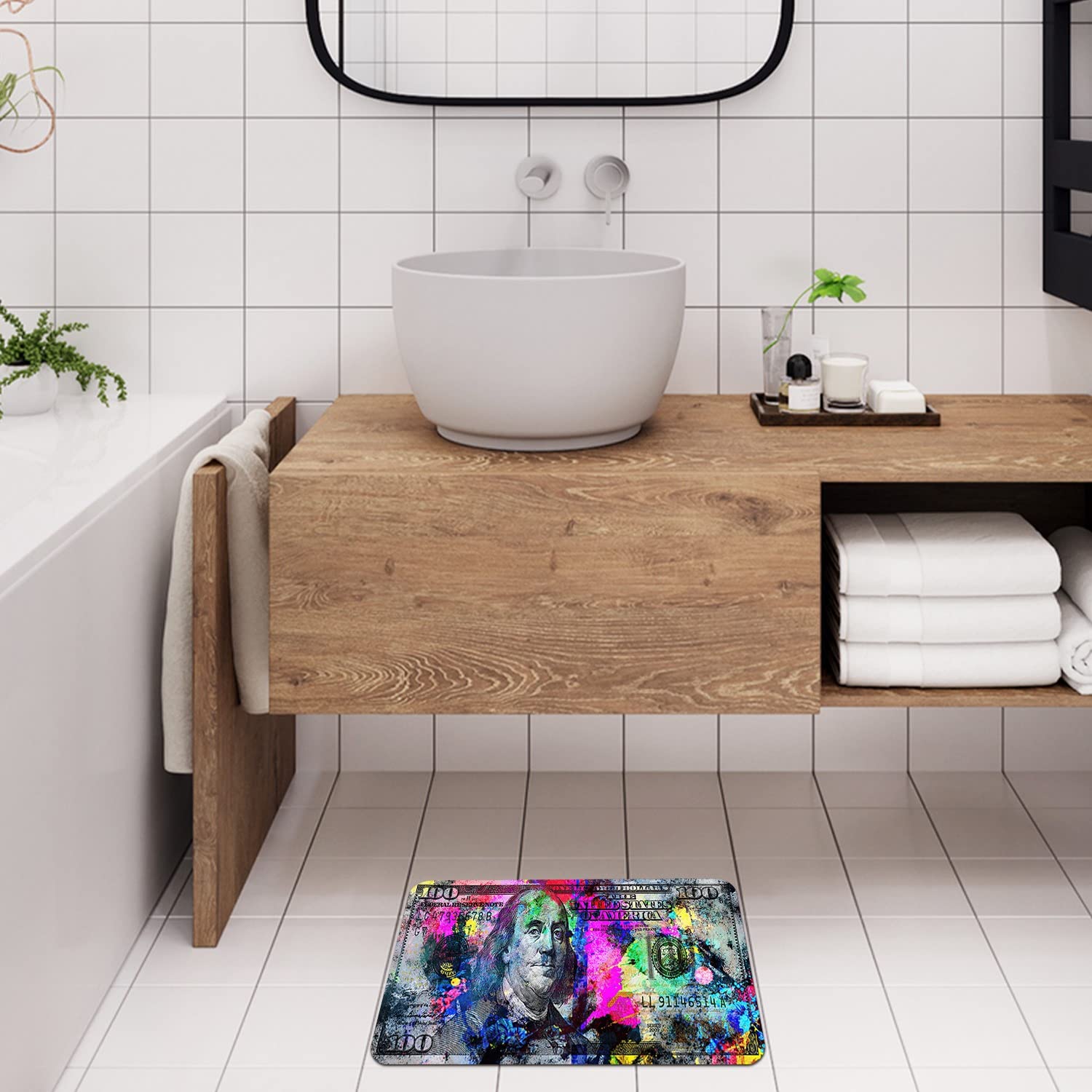 GUBIYU 3-Piece Flannel Bathroom Rug Set - Soft Non-Slip Absorbent Bath Mat with Backing Pad, Contour Rug & Toilet Lid Cover - Rainbow Design for Men's Room Decor - Perfect for Bathroom, Shower & Vanity Areas