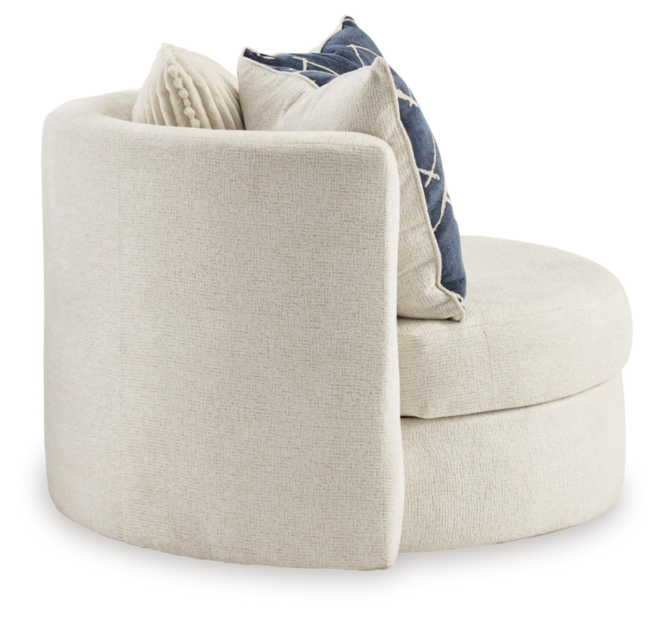 Signature Design by Ashley Padova Transitional Upholstered Swivel Accent Chair with 3 Throw Pillows, White - Perfect for Living Room, Bedroom or Office Decor