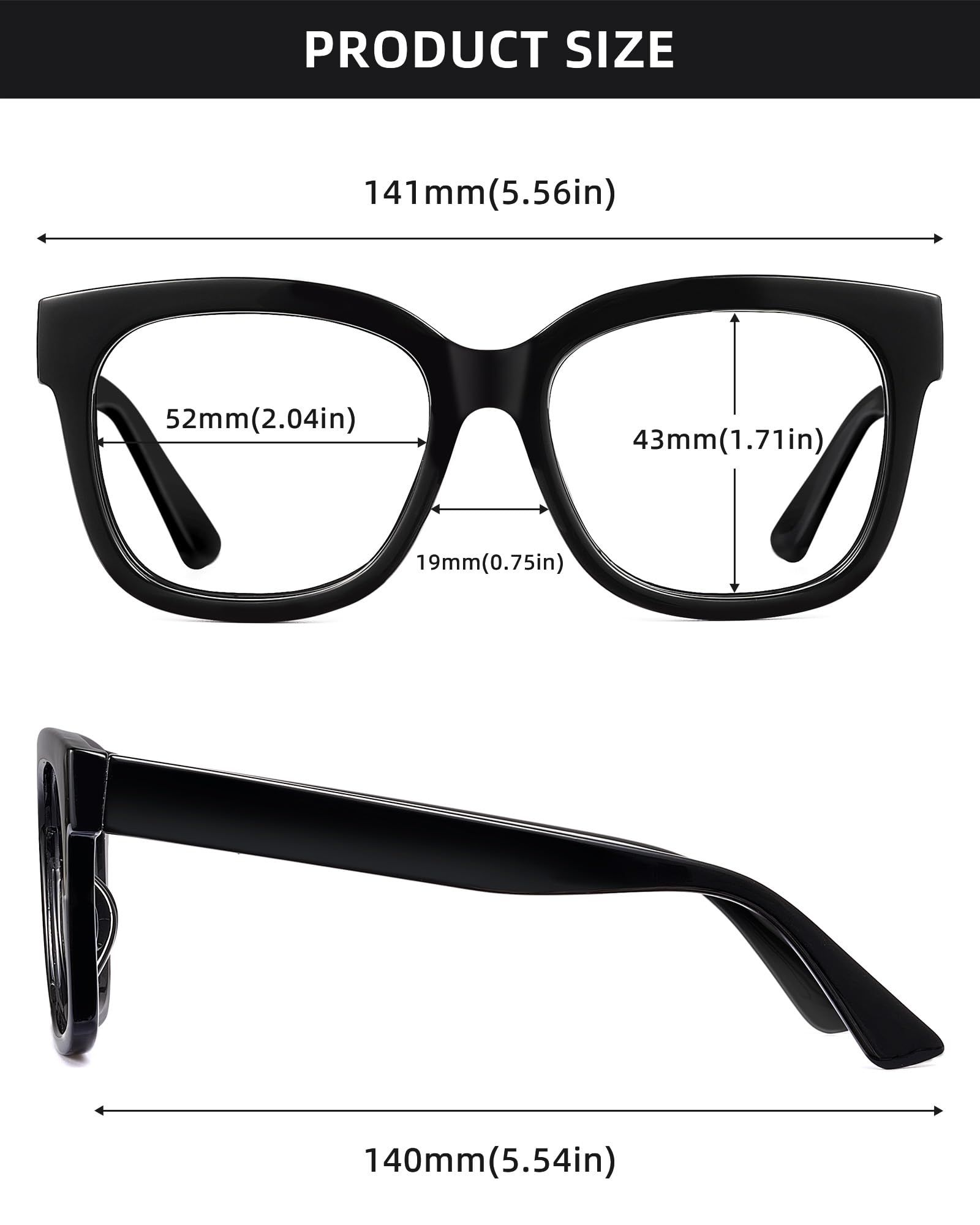 JIM HALO Oversized Blue Light Blocking Glasses for Women - Square Chunky Frame Computer Glasses to Reduce Eye Strain & Fatigue - Perfect for Office Work, Gaming & Screen Time