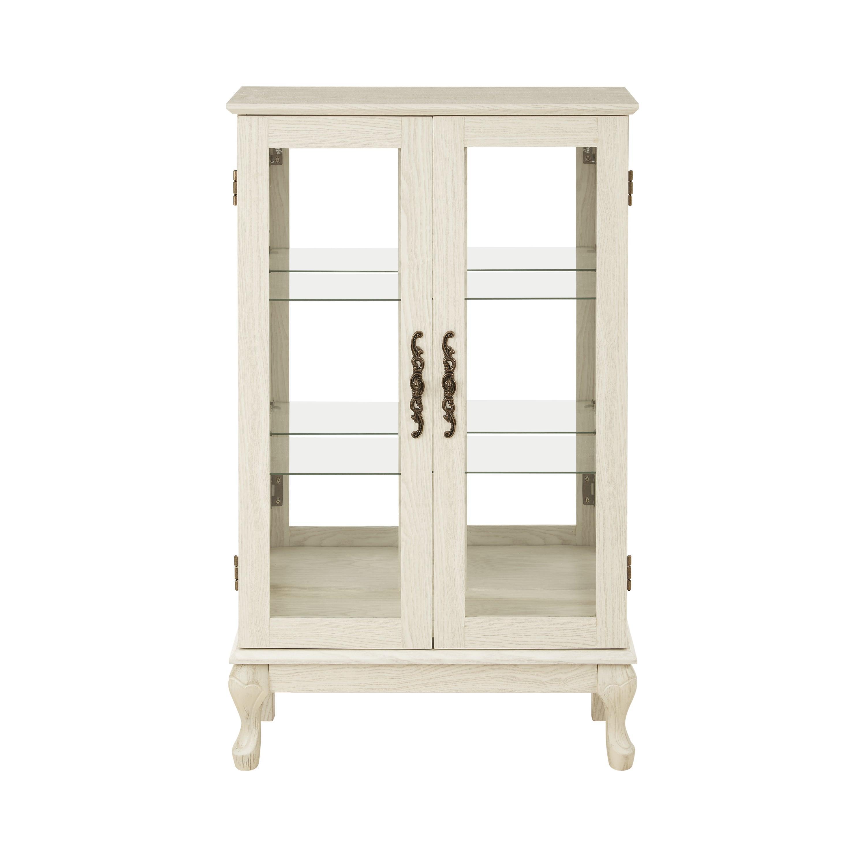 2 Door Curio Cabinet with Tempered Glass & Mirrored Back - LED Lighted Display Case for Living Room, Dining Room, Office - Showcase Collectibles, China, or Decor Items
