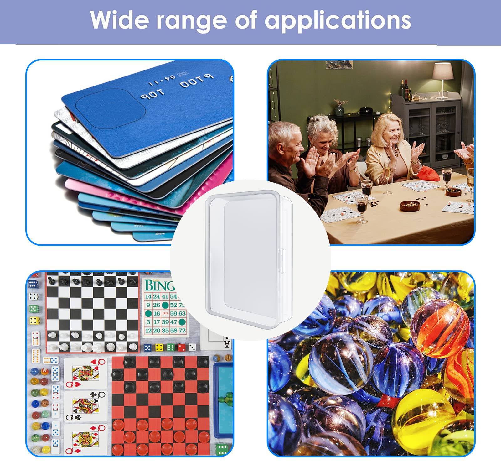 IOKUKI 4 Pack Clear Plastic Playing Card Storage Cases - Deck Box Holder for Trading Cards (PTCG), Business Cards, Bank Cards & Game Cards | Perfect for Card Game Tournaments, Collectible Storage & Office Organization