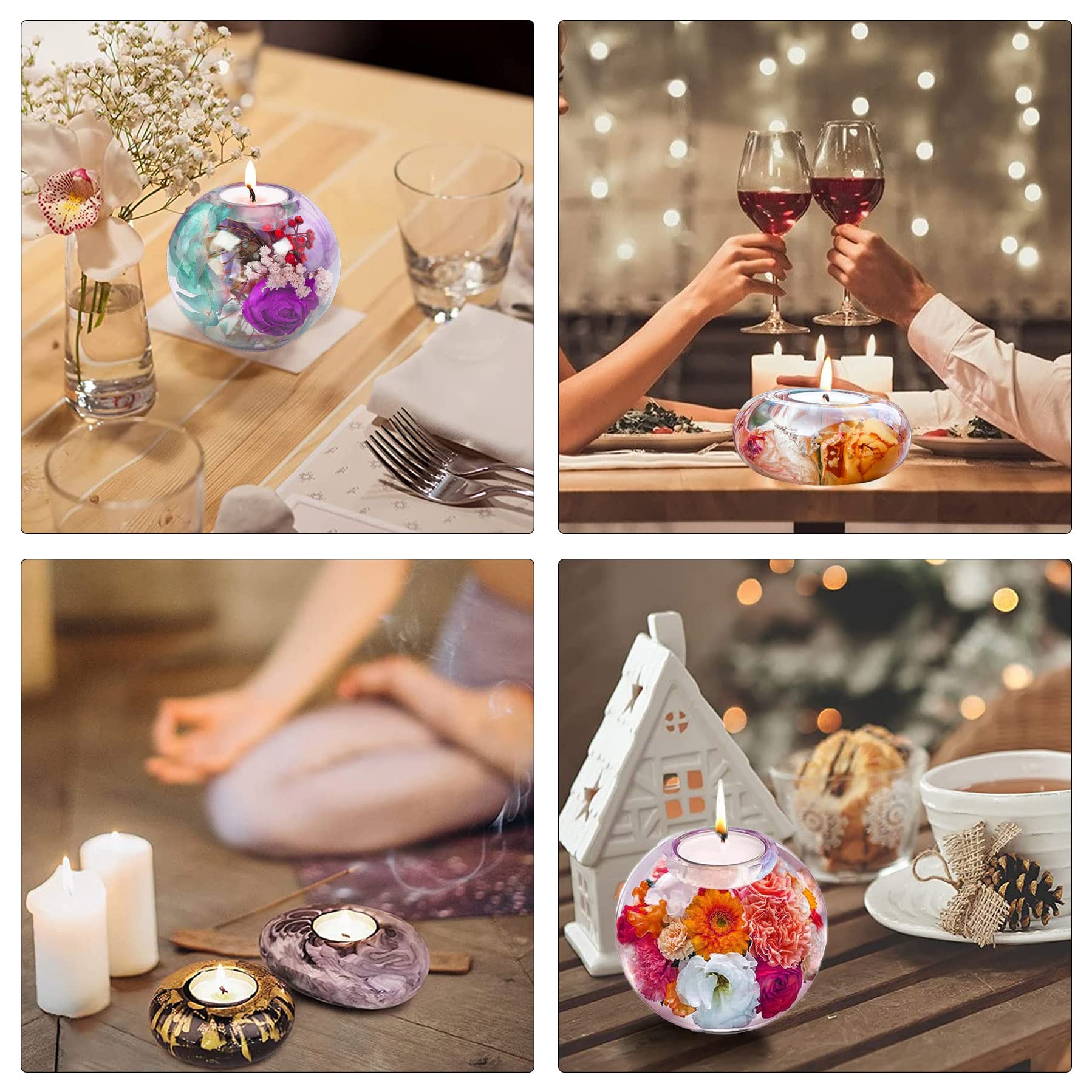 3Pcs Sphere Tealight Candle Holder Silicone Molds for DIY Resin Epoxy Crafts - Home Décor Centerpiece, Wedding Table Decorations, Coffee Table Display & Romantic Ambiance Lighting