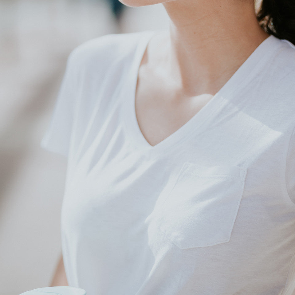 Premium Soft Cotton V-Neck T-Shirt for Women - Classic White Basic Tee - Casual Wear, Layering & Everyday Outfits