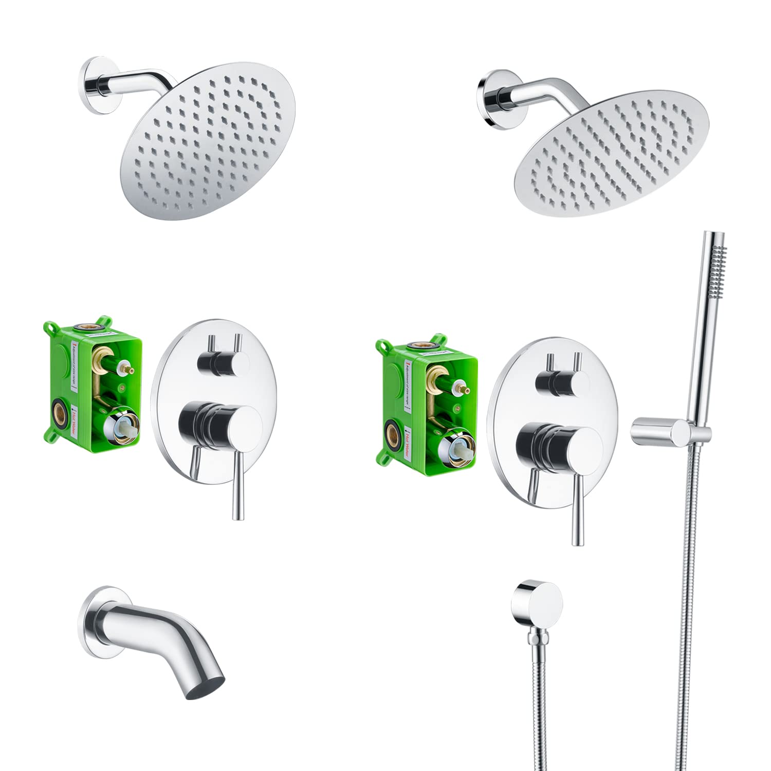 Premium Tub and Shower Faucet Set S3230CI with Rain Shower System S3223CI - Luxury Bathroom Fixtures for Modern Homes, Spa-Like Shower Experience