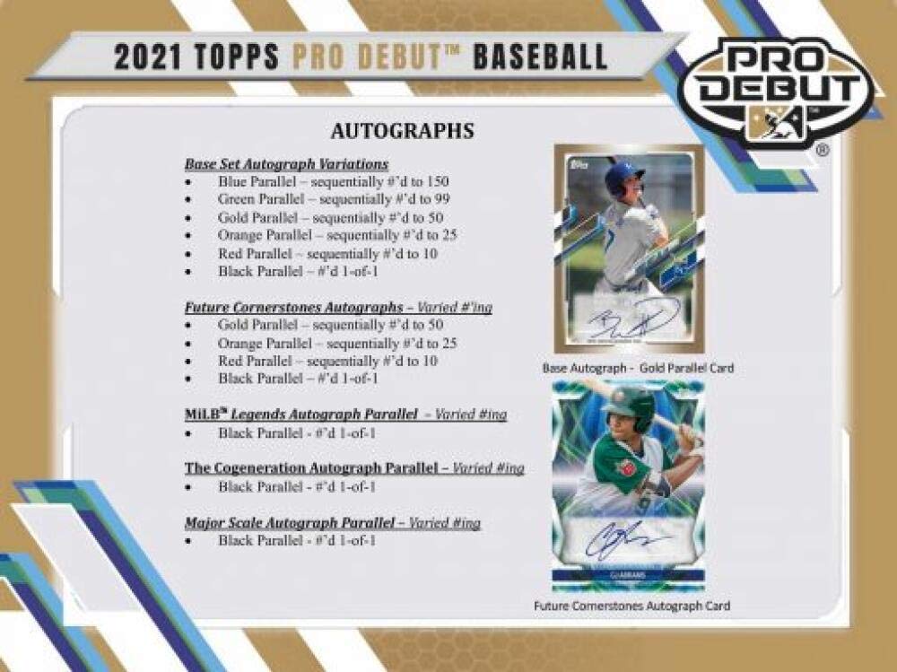 2021 Topps Pro Debut Baseball Hobby Box - 24 Packs (8 Cards Each) with 4 Autographs or Relic Cards | Collectible Trading Cards for Baseball Fans & Sports Memorabilia Collectors | Perfect for Trading, Displaying, and Investment