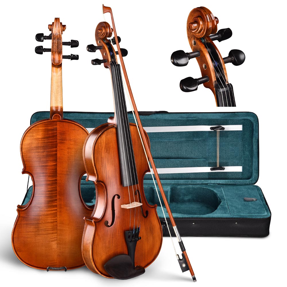 TheLAShop BV200A 4/4 Full Size Maple Wood Student Violin with Bow & Case - Perfect for Beginners, School Orchestra & Music Practice