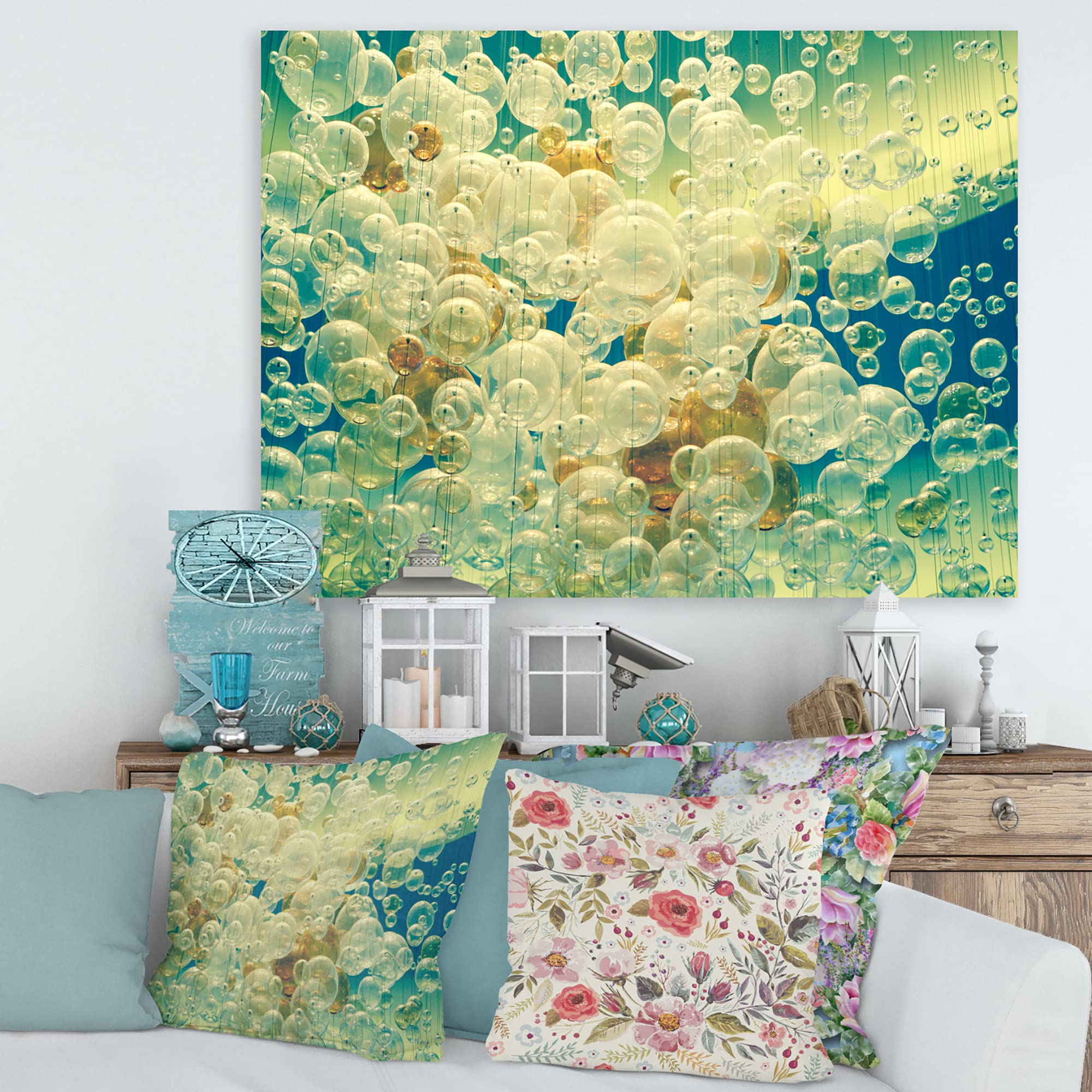Modern Abstract Ball Chandelier Canvas Wall Art - Elegant Home Decor for Living Room, Bedroom & Office