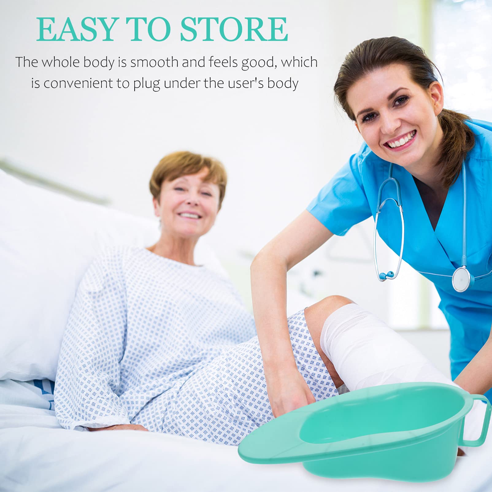 1PC Plastic Bed Pan for Elderly & Handicapped Patients - Durable & Comfortable Bedside Commode for Home Care & Hospital Use