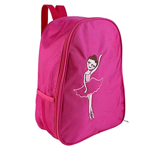 Girls Ballet Backpack with Embroidered Design - Rose Red Dance Daypack (31.50 * 25.00 * 12.00cm) - Perfect for Ballet Classes, Dance Practice, and School Supplies