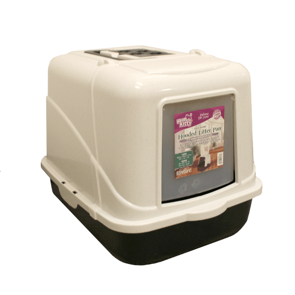 Here Kitty Deluxe Easy Scoop Hooded Litter Pan - Odor Control Cat Litter Box with Hood & Scoop - Perfect for Small Spaces & Multi-Cat Homes