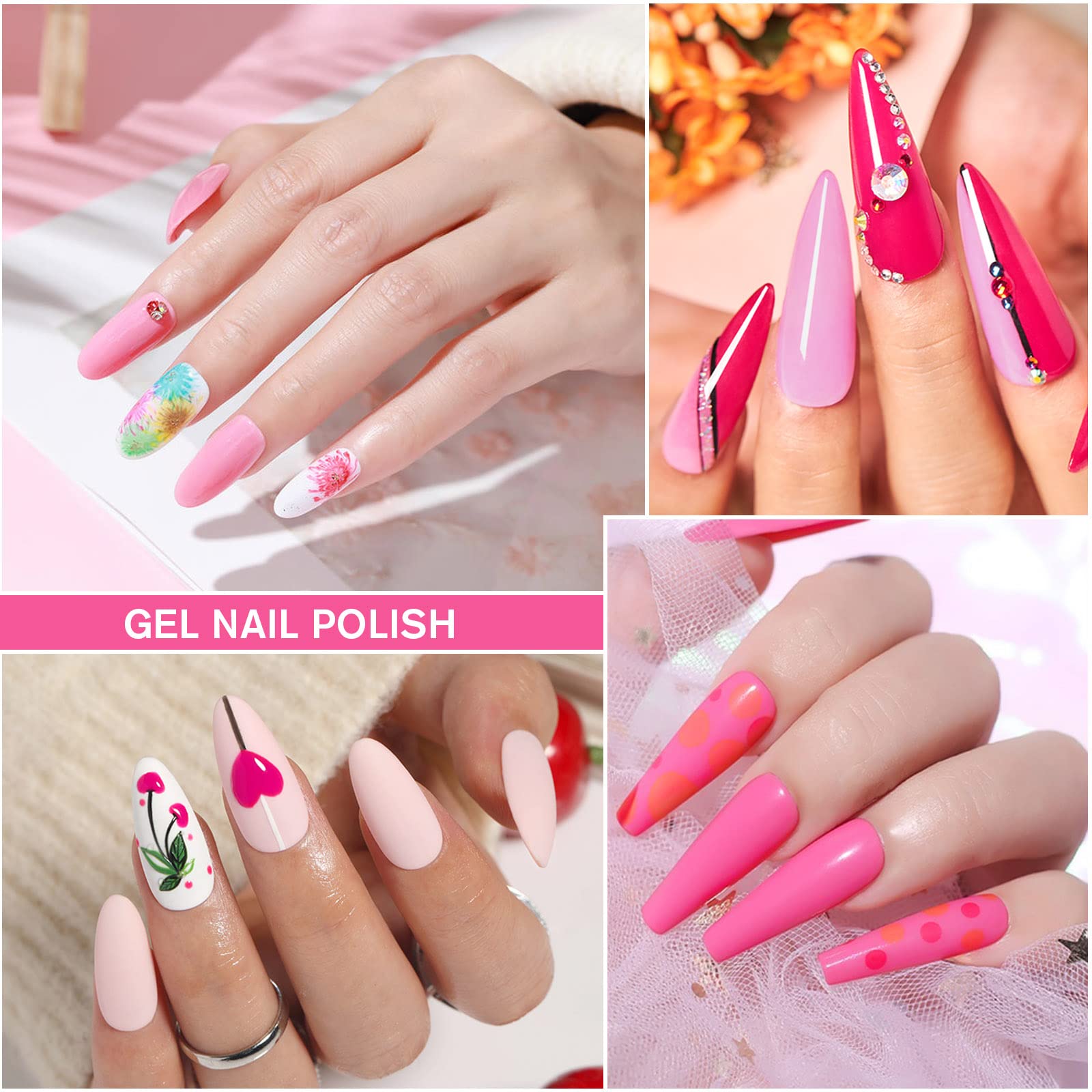 Shining She 6 Colors Pink Rose Gel Nail Polish Set - Soak Off UV LED Nail Polish Kit for DIY Home & Salon Nail Art (8ML) | Perfect for Valentine's Day, Bridal, Party & Everyday Manicures