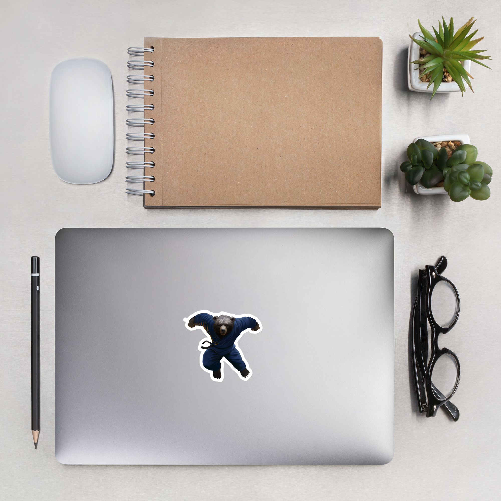 Zoo Jitsu Fighters Brutus the Bear Bubble-Free Sticker - Waterproof Vinyl Decal for Laptops, Cars, Water Bottles & DIY Crafts