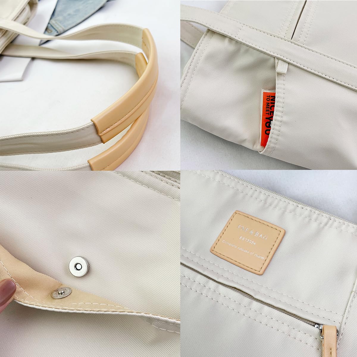 Stylish Women's Canvas Tote Bag with Zipper & Multiple Pockets - Durable Work Handbag for Office, Travel, College & Everyday Use | Perfect for Commuting, Shopping & Business Meetings