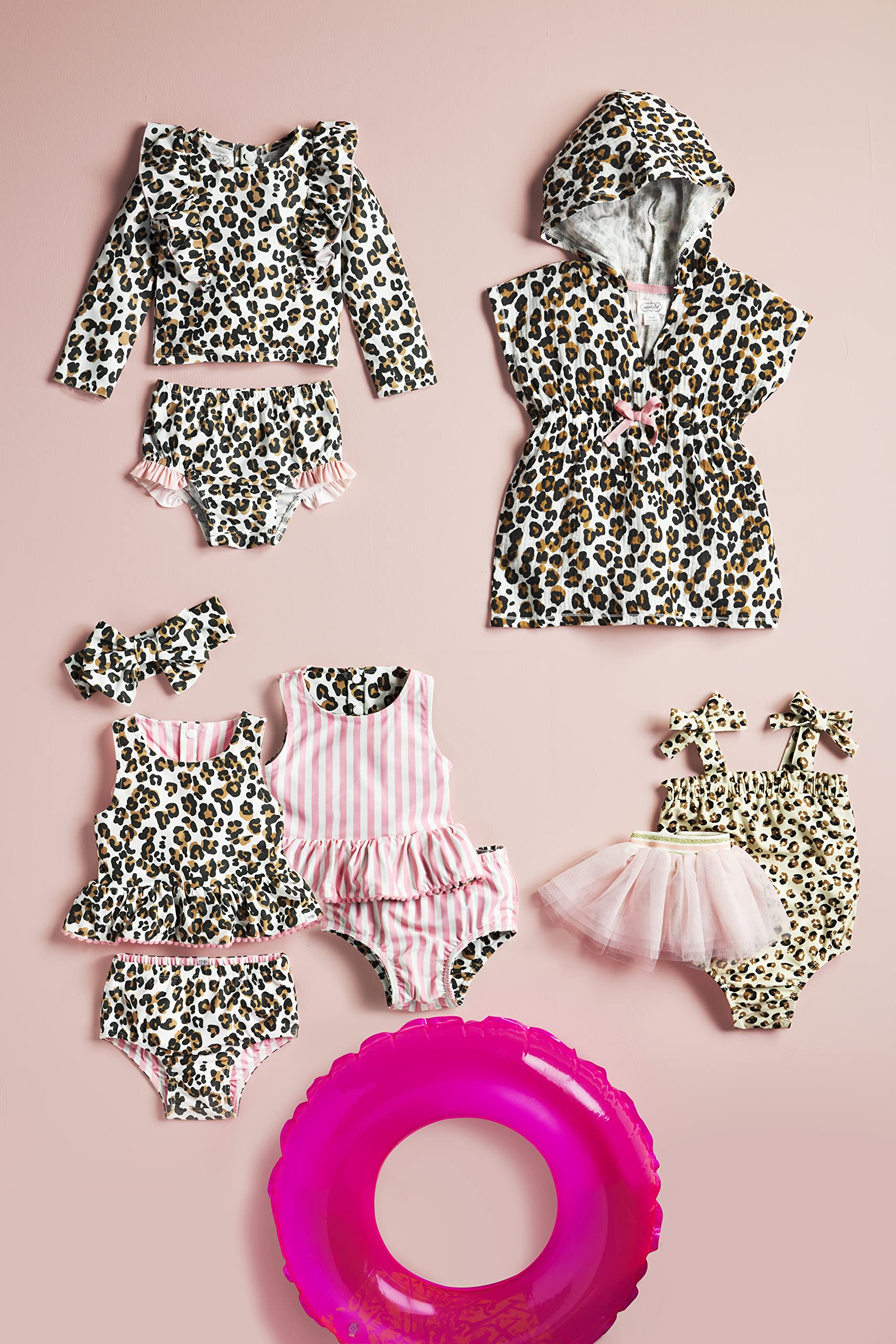 Mud Pie Girls Reversible Swimsuit & Headband Set - 2-in-1 Swimwear for Toddler Girls | UV Protection & Quick Dry | Perfect for Beach, Pool & Summer Vacations