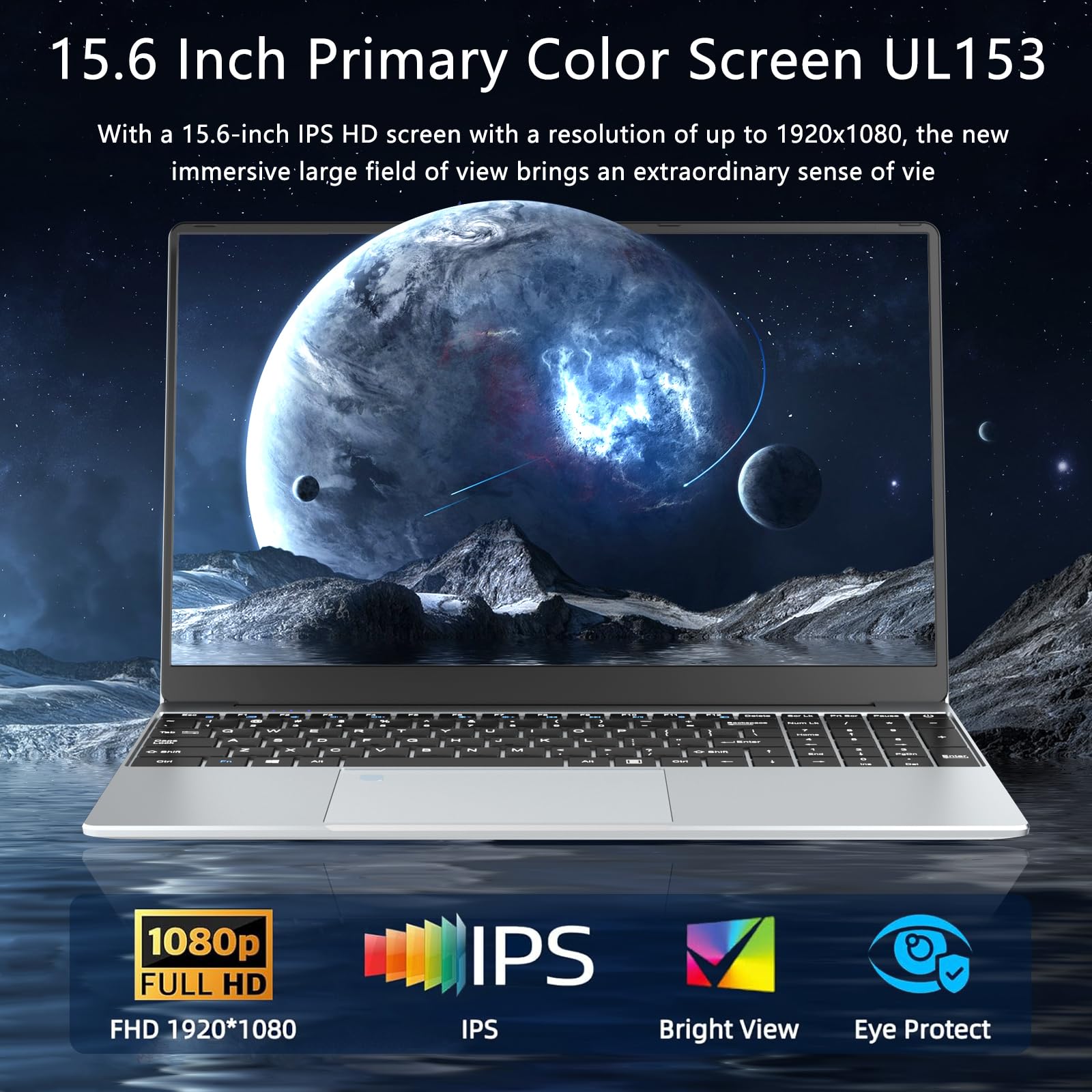 15.6 Inch Gaming Laptop with 16GB RAM & 512GB SSD - Intel N5095 Processor, 180° Hinge, Backlit Keyboard & Fingerprint Unlock - 1920x1080 FHD IPS Display - Perfect for Work, School & Entertainment