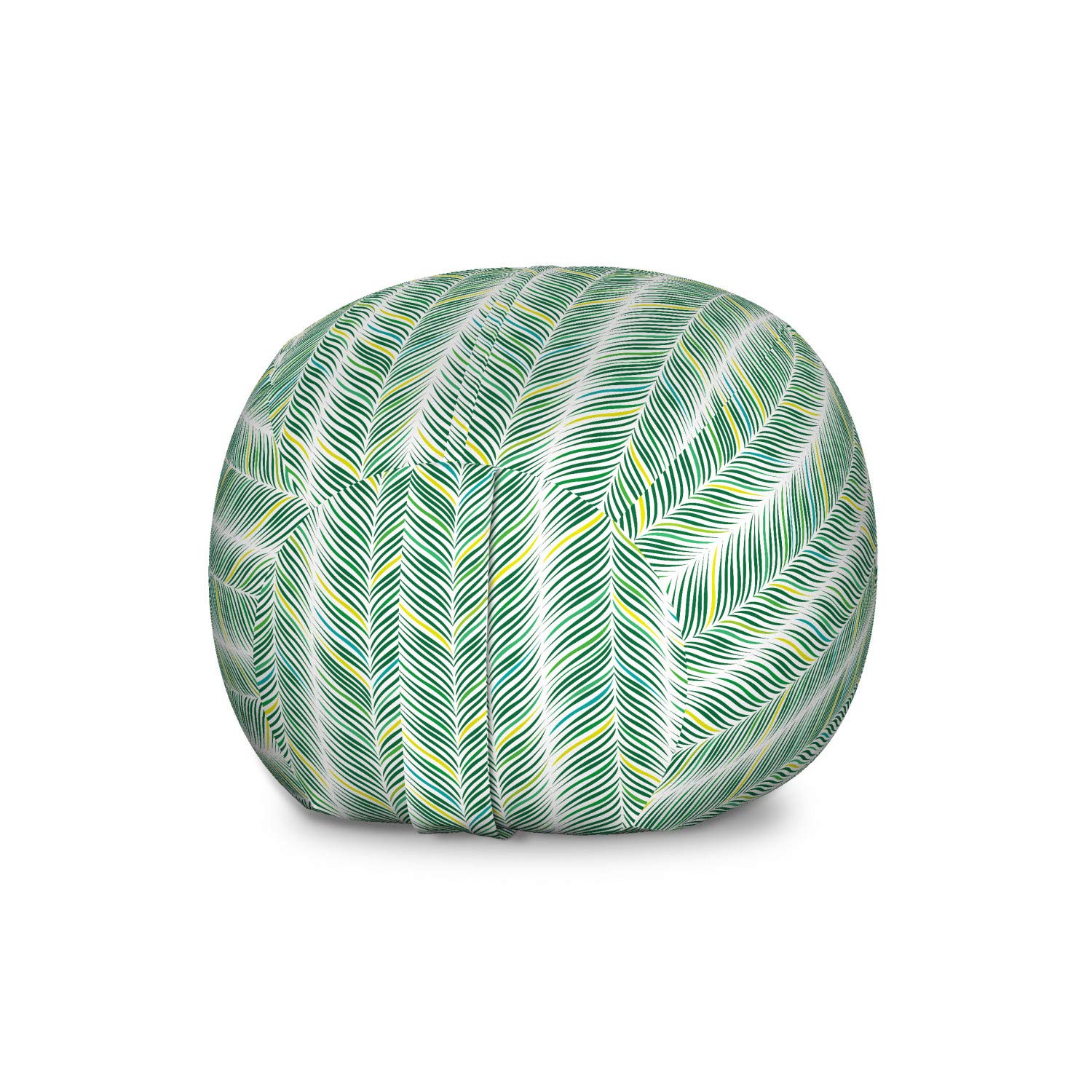 Ambesonne Jungle Leaves Pattern Storage Toy Bag Chair - Large Washable Stuffed Animal Organizer with Swift Stripes Design in Sea Green & Cream | Perfect for Kids' Room, Playroom & Nursery Organization