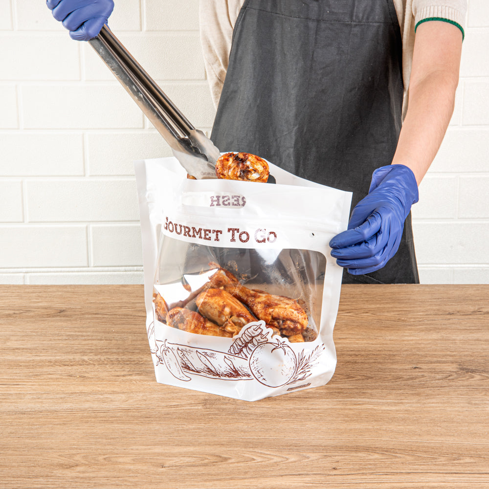 Premium White Plastic Rotisserie Chicken & Hot Food Bags - 12.75