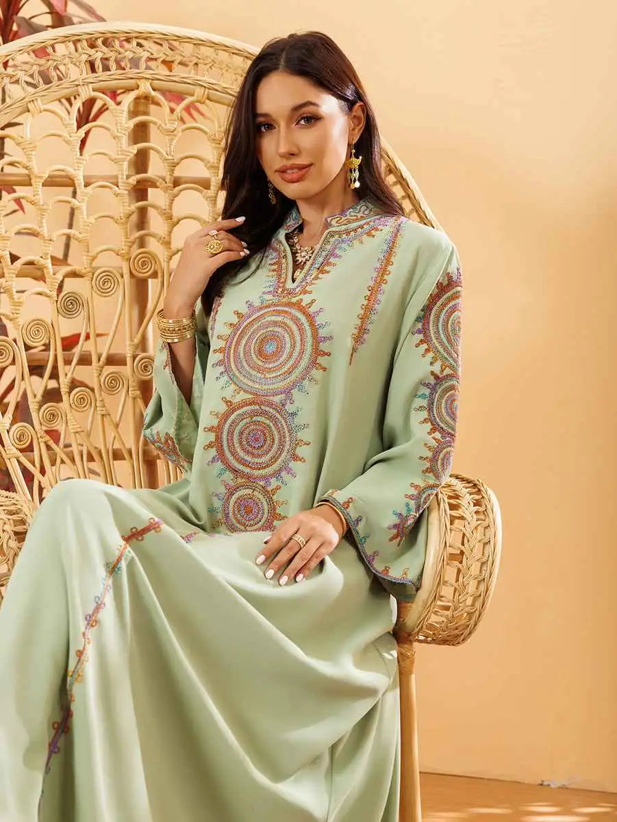 Elegant Embroidery Eid Jalabiya Caftan Kaftan Dress for Women - Perfect for Eid Celebrations, Weddings & Special Occasions
