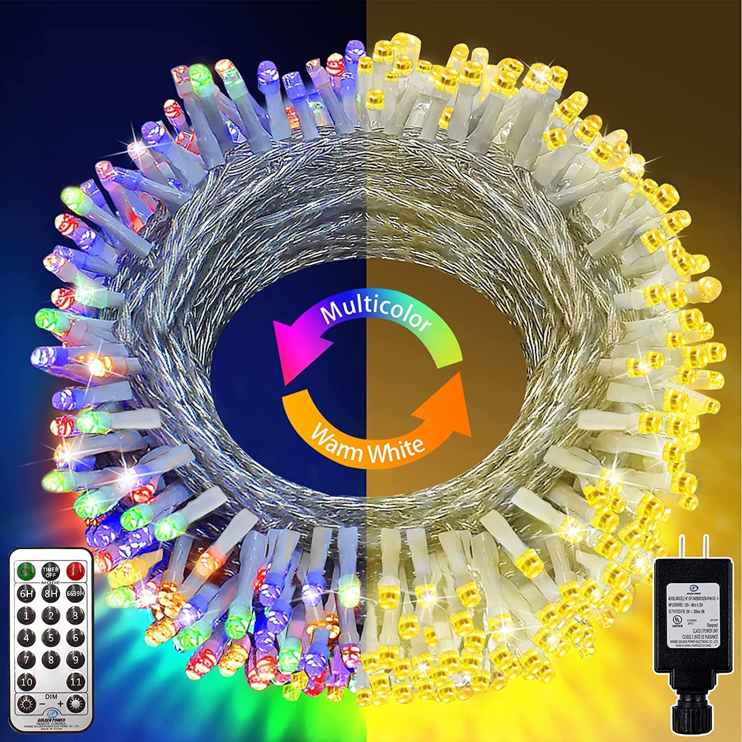 200 LED Color Changing Fairy Lights & 1000 LED String Lights Bundle - Perfect for Bedroom Decor, Wedding, Party, Christmas Tree and Outdoor Lighting