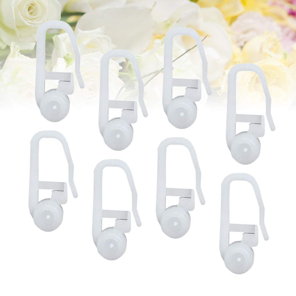 BESPORTBLE 100PC White Sliding Curtain Hooks - Durable Roller Hooks for Bedroom Drapes, Shower Curtains, and Window Treatments - Easy Glide Rail Accessories for Smooth Curtain Movement (Perfect for Home, Hotel, and Apartment Decor)