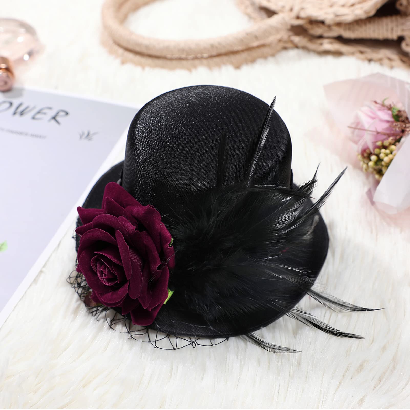 Beaupretty Mini Top Hat Hair Clip - Elegant Mesh Fascinator Hat Clip for Women, Girls | Perfect for Masquerade Balls, Halloween Costumes, Tea Parties & Cosplay Accessories