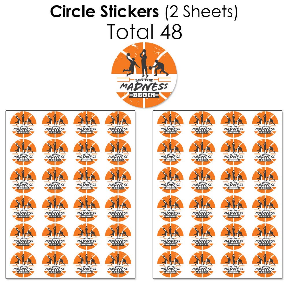 Big Dot of Happiness Basketball Candy Bar Wrappers & Stickers - 304-Piece College Basketball Party Favor Kit for March Madness, Baby Showers & Game Day Treats