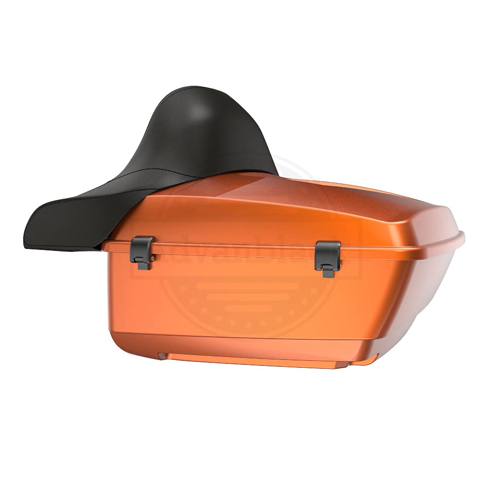 **Amber Whiskey Tour Pack for Harley-Davidson Motorcycles - Detachable Mounting Bracket, Black Stitching Liners & Top Luggage Rack - Fits 2014+ Harley Touring Models - Perfect for Long-Distance Rides & Road Trips**