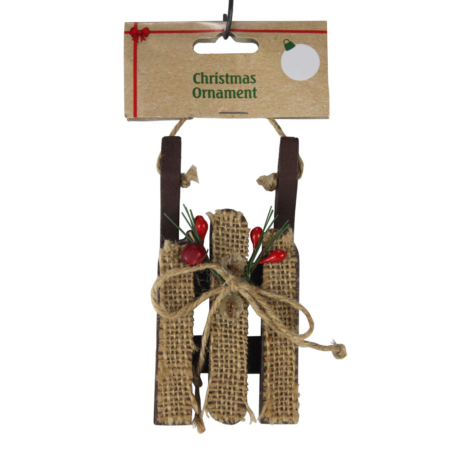 Handmade Wooden Sled Christmas Ornament - Rustic Holiday Decor for Tree, Gift & Home - Perfect for Xmas Decorations, Stocking Stuffers & Winter Wonderland Displays